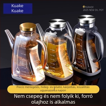 Háztartási üveges olajtartó csepegésmentes adagolóval, olajtartó üveg, szója- és ecet ízesítő palack, olajtároló tartály