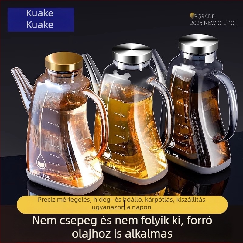 Háztartási üveges olajtartó csepegésmentes adagolóval, olajtartó üveg, szója- és ecet ízesítő palack, olajtároló tartály