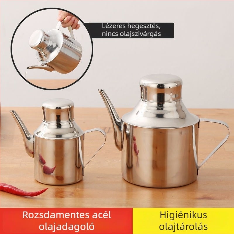 Konyhai rozsdamentes acél olajtartó üveg – többfunkciós fűszertartó, szójaszószhoz és ecethez