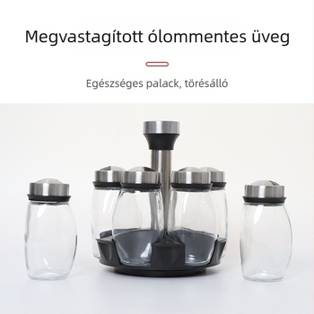 7 darabos üveg fűszertartó készlet forgatható alappal