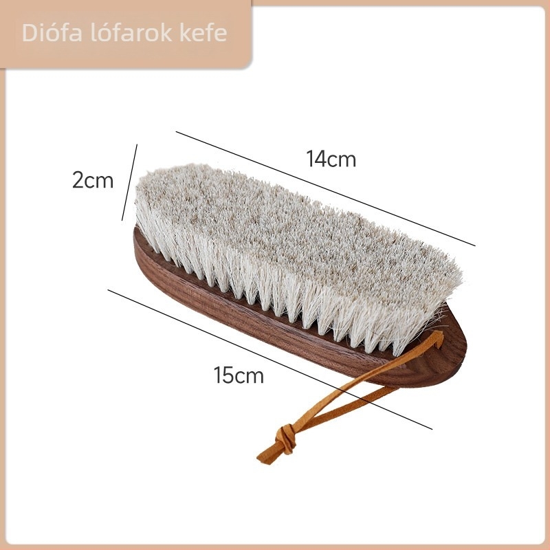 Lófaros sörtés tisztító ecset háztartási ruhákhoz, puha sörtékkel, por eltávolítása, diófa nyél