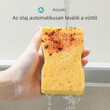 Természetes fa-pulpából készült pamut mosogató súrolókendő, kétoldalas kefével edényekhez és fazekakhoz, olajfolt eltávolítás