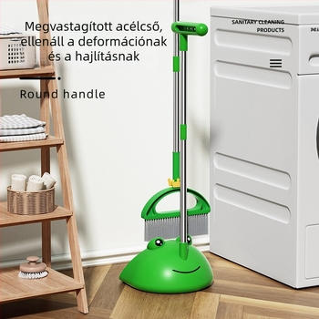 Aranyos rajzolt kis disznó formájú seprű-lapát készlet – otthoni használatra, puha sörtéjű