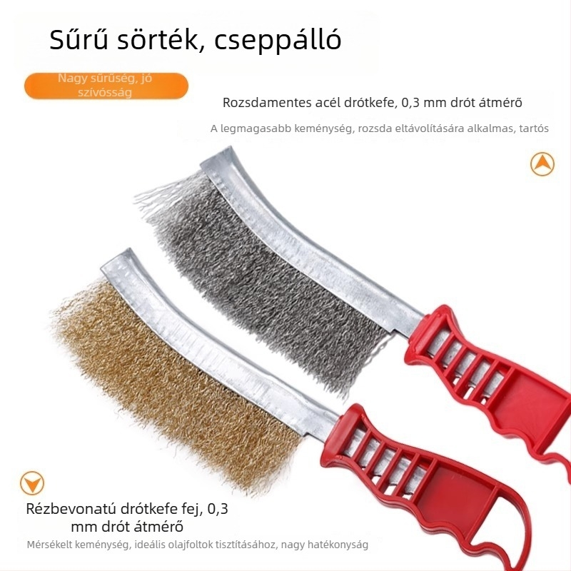 Hajlított fejű acéldrót kefével grilltisztításhoz és fémfelületek tisztításához