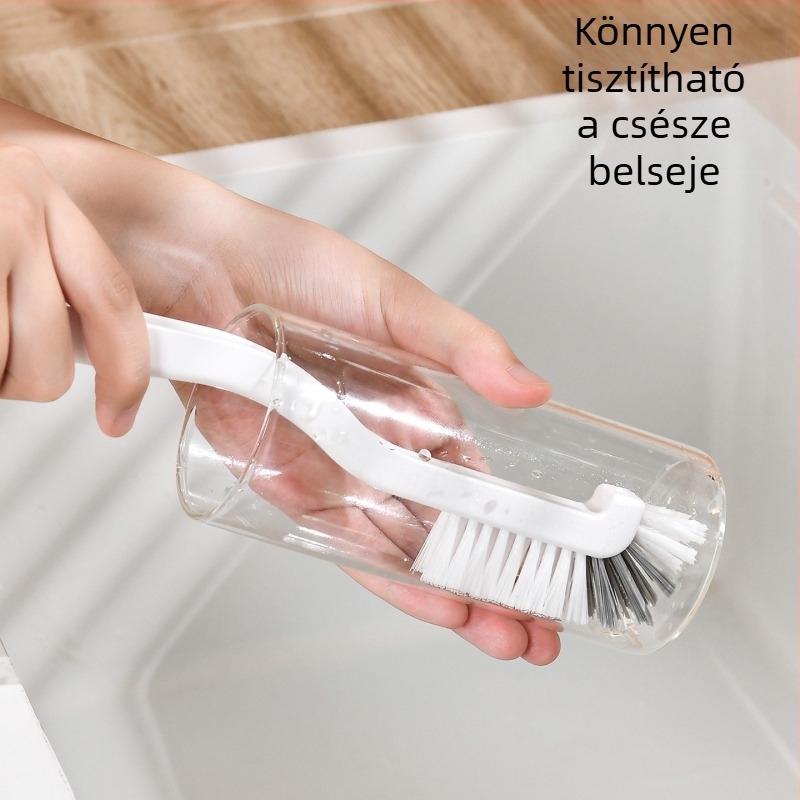 Japán stílusú hosszú nyelű üvegtisztító ecset, kemény szálakkal – üvegek, bébiételek feldolgozó gépek és szójatej készítő gépek tisztításához