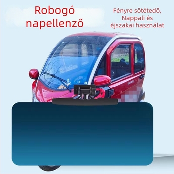 Mobilitási robogóhoz, triciklihez és négykerekű járműhöz napvédő előtti szélvédővel, vákuumos rögzítés, 3 másodperces gyors telepítés