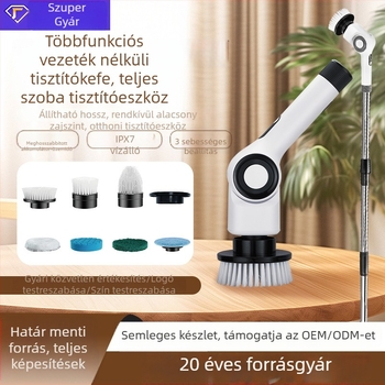 Hét az egyben elektromos tisztító kefe automatikus forgással és teleszkópos, vezeték nélküli kézi használattal a padlók tisztítására