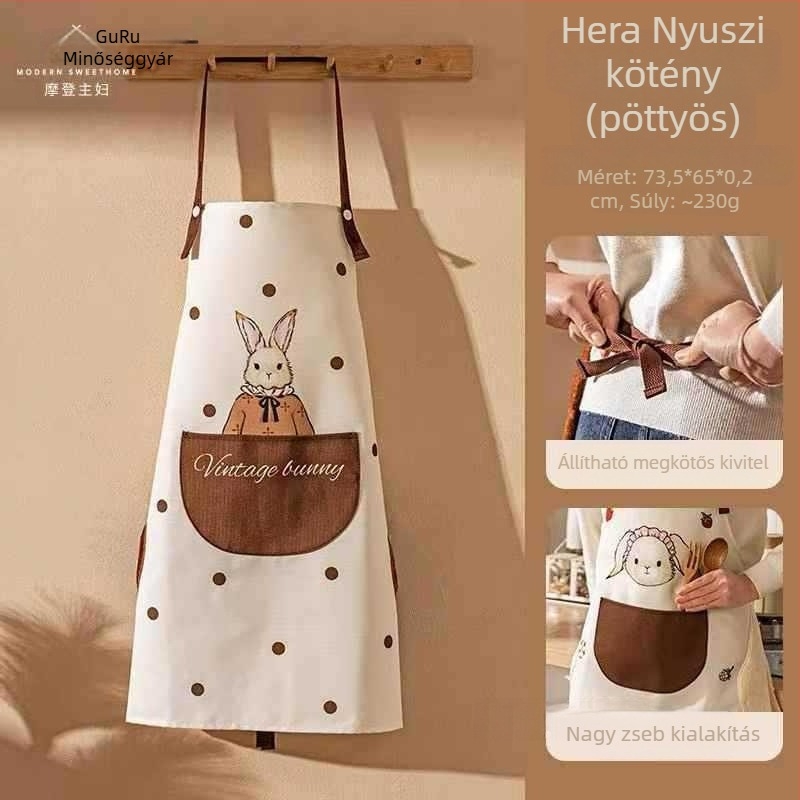 Női konyhai kötény ujjas vászonból, új őszi–téli stílus, foltálló, kötés nélkül, főzéshez