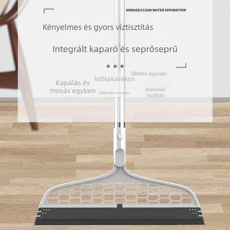 Mágikus seprű készlet otthoni takarításhoz: seprű padlóra, kádbeli vízeltávolító kaparó, speciális mop a víz eltávolításához