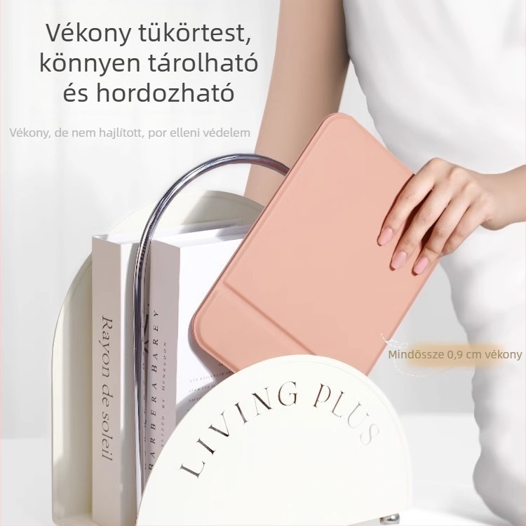 Hordozható mini sminktükör, összecsukható asztali tükör kollégiumban, ideális a smink retusálásához.