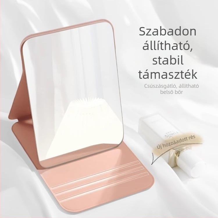 Hordozható mini sminktükör, összecsukható asztali tükör kollégiumban, ideális a smink retusálásához.