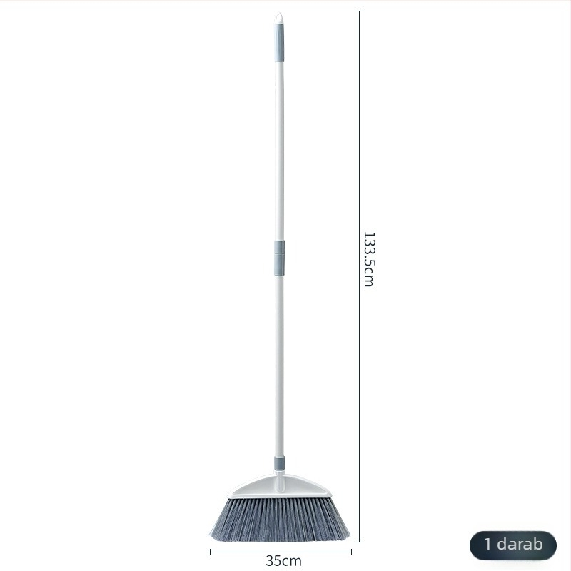 Hosszú nyelű háztartási seprű puha sörtékkel, nem ragad a hajra, hatékony por- és szennyeződés felszedése a padlóról; műanyag fej, rozsdamentes acél nyél