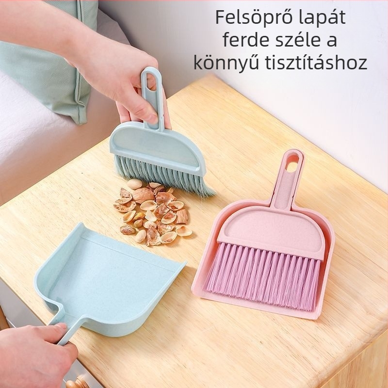 Mini seprű és porlapát készlet otthonra, puha sörtéjű tisztítófej az asztali felületekhez és ablakpárkányhoz, gyerekbarát
