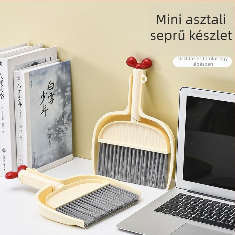 Söprő és portörlő szett – mini asztali tisztító készlet puha sörtéjű kefével, ideális felületek és ablakpárkány tisztításához
