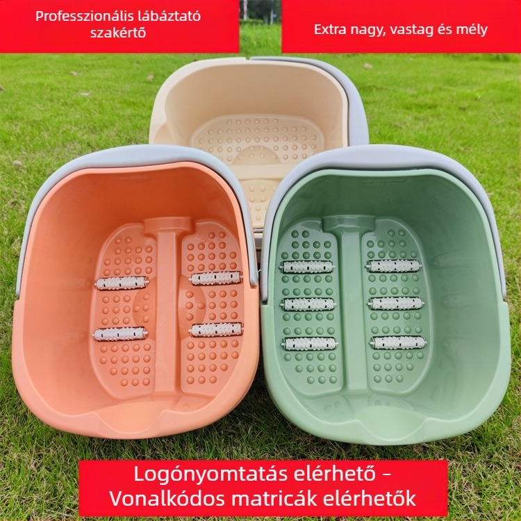 Műanyag vastagított lábágyó kád négy kerékkel, hordozható lábmasszázs kád görgőkkel