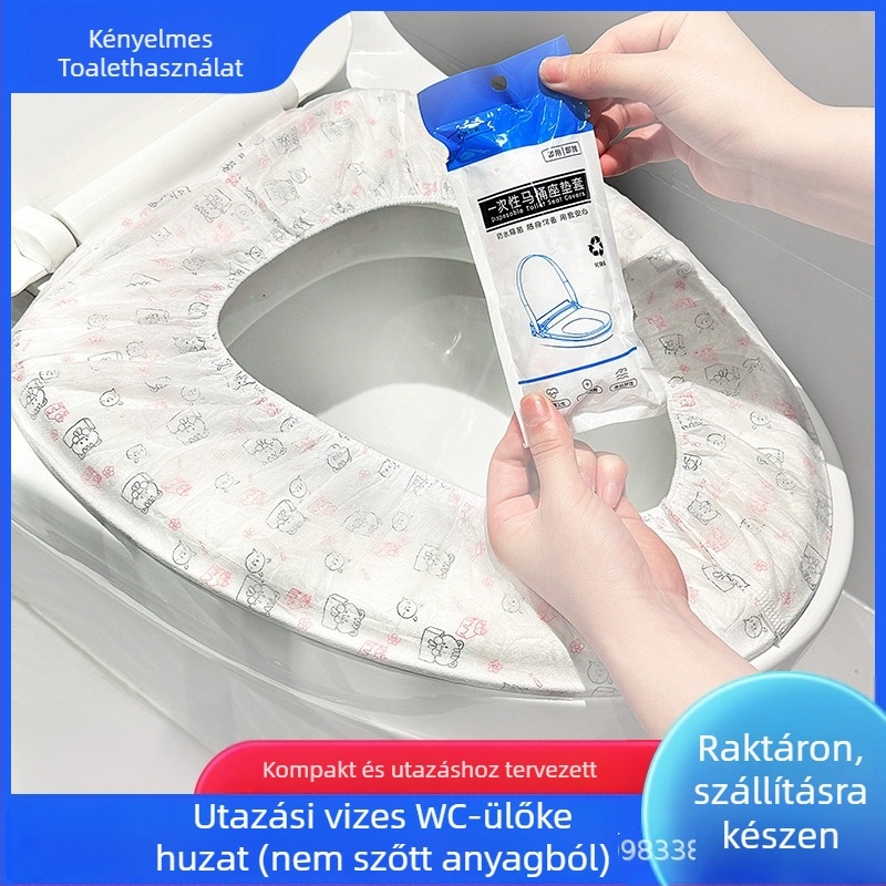 Egyszer használatos WC-fedél kettős rétegű nyomtatással, vízálló és ellenálló a szennyeződésnek, utazásokhoz és szállodákhoz
