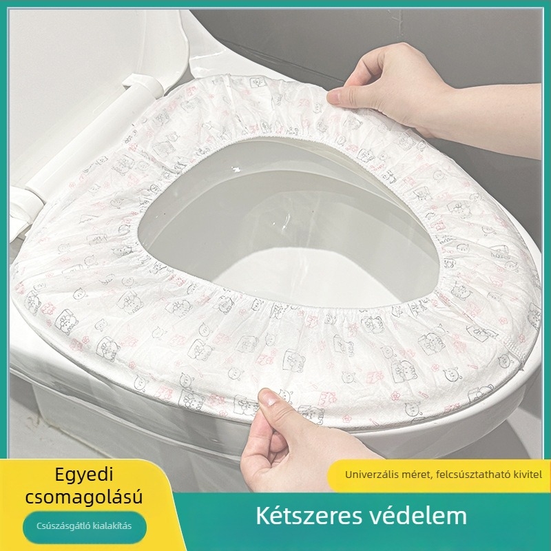 Egyszer használatos WC-fedél kettős rétegű nyomtatással, vízálló és ellenálló a szennyeződésnek, utazásokhoz és szállodákhoz