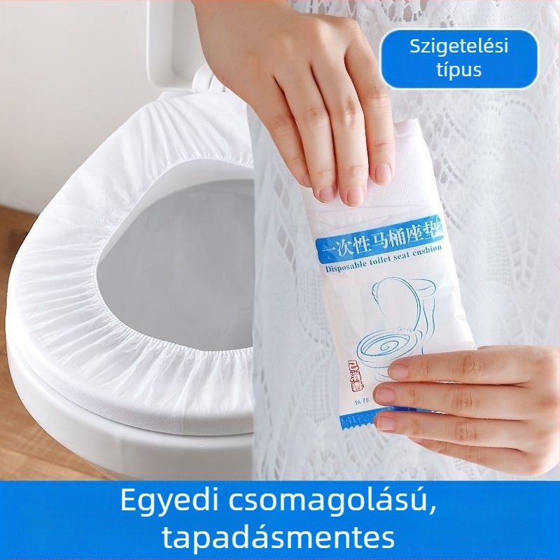 Egyszer használatos WC-fedél kettős rétegű nyomtatással, vízálló és ellenálló a szennyeződésnek, utazásokhoz és szállodákhoz