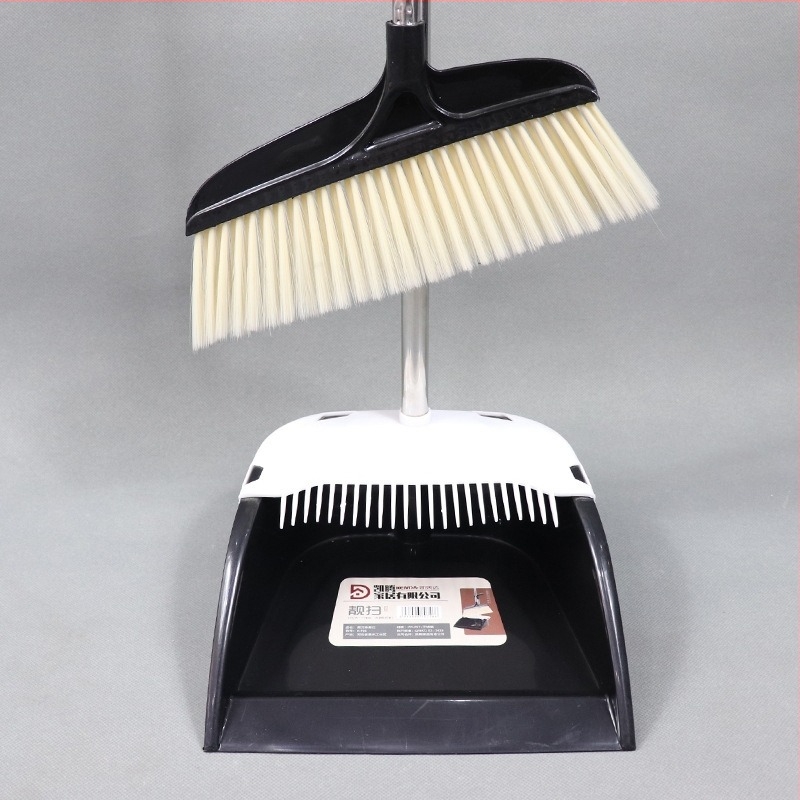 Tisztító söprő és lapát készlet otthoni tisztításra, rozsdamentes acélból, puha sörtés seprű a nappali padlójához