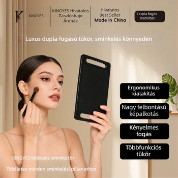 Otthoni használatra tervezett fogantyús tükör, egyoldalú smink- és öltözködő tükör, asztali üvegtükör