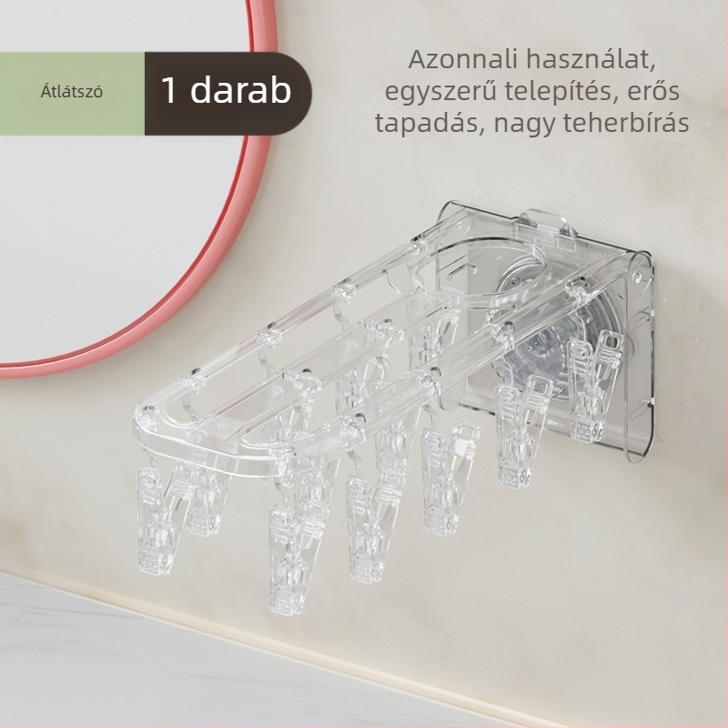 Összecsukható ruhaszárító, szívócsipeszekkel zoknikhoz, erkélyre és otthoni használatra