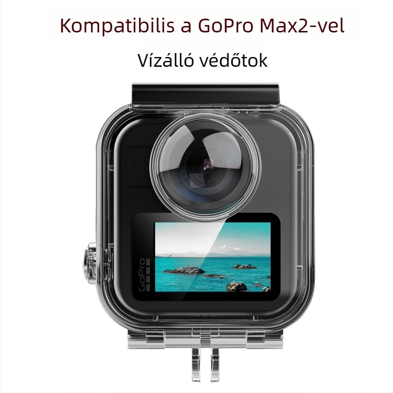 GoPro Max2 vízálló védőtok panoráma akciókamera számára – átlátszó szűrő és tartozékkészlet úszáshoz és búvárkodáshoz