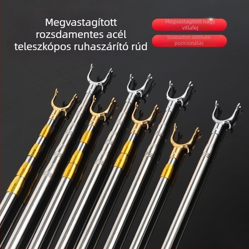Rozsdamentes acélból készült teleszkópos ruhaszárító rúd otthoni és kollégiumi használatra