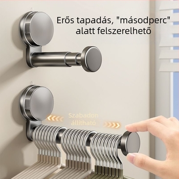 Teleszkópos ruhaszárító vákuumos csészékkel, erkélyre és falra szerelhető, fúrás nélkül, hosszabbítható, letisztult dizájn