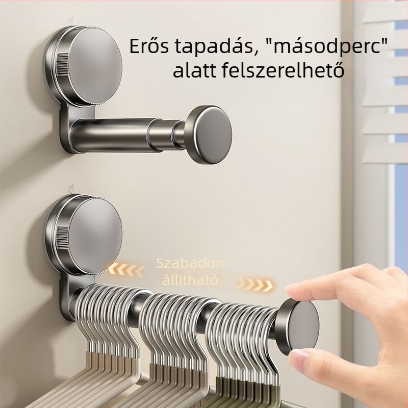 Teleszkópos ruhaszárító vákuumos csészékkel, erkélyre és falra szerelhető, fúrás nélkül, hosszabbítható, letisztult dizájn