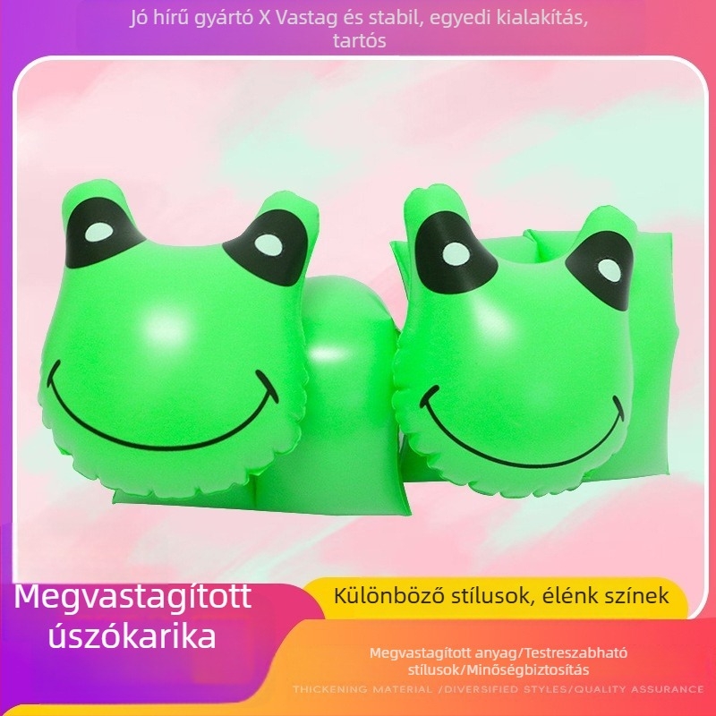 Gyerekeknek szóló felfújható kargyűrű zöld béka mintával, PVC