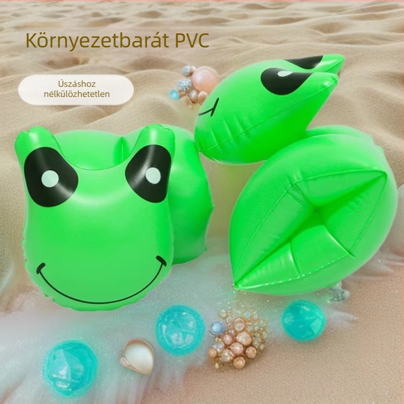 Gyerekeknek szóló felfújható kargyűrű zöld béka mintával, PVC