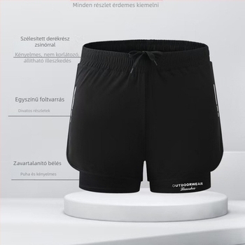 Férfi dupla rétegű úszónadrág, átlátszóság elleni védelemmel, gyorsan száradó, mintás strandnadrág, plusz méret