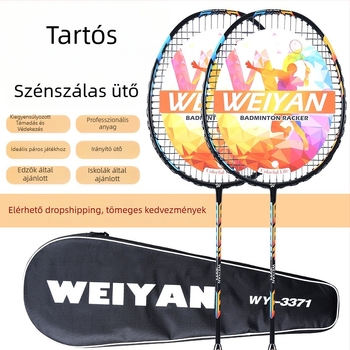 Két karbonszálas badmintonütő készlet, teljes, ultrakönnyű
