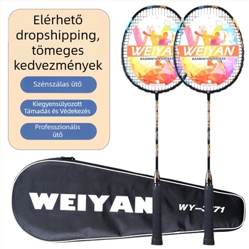 Két karbonszálas badmintonütő készlet, teljes, ultrakönnyű