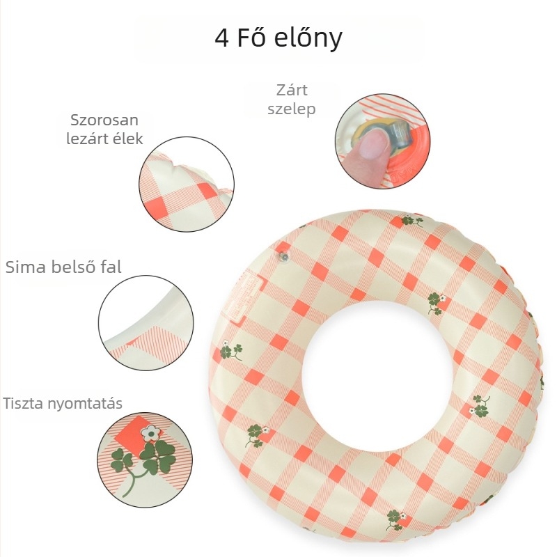 Környezetbarát PVC káró mintás felfújható úszógumi felnőtteknek, kültéri medencéhez, nagy felhajtóerő, 0,21 mm vastagság