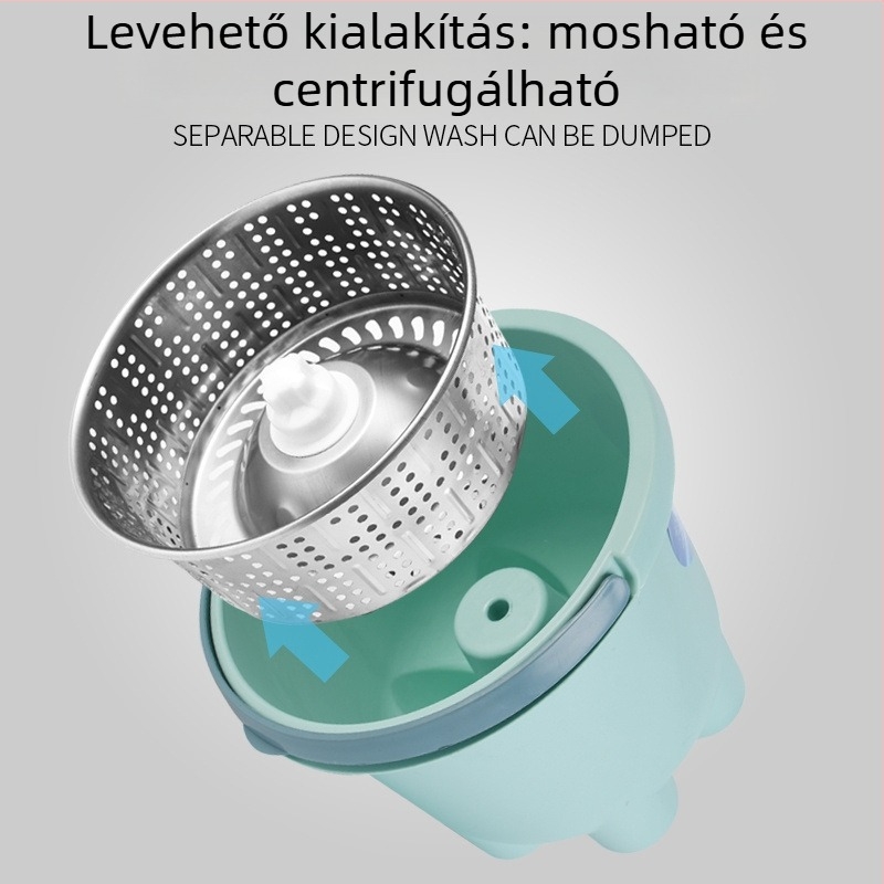 Kibővített mopvödör otthoni használatra, érintésmentes öblítés, egyvödörös forgó mop