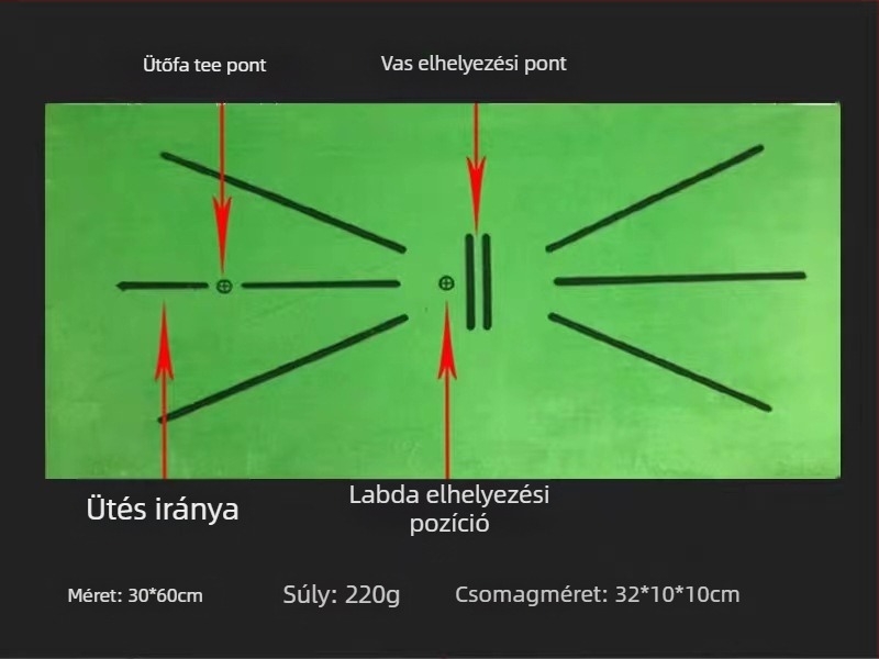 6 mm vastag golf gyakorló matrac belső használatra, méret 60×30 cm, Run Hard