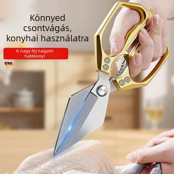 Nagyfejű rozsdamentes acél konyhai olló, csirke, hal és csontok vágására – erős háztartási élelmiszer olló