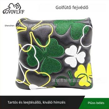 PU mágneses záródású golf putter fejfedő, négylevelű lóhere alakú, L-típusú és négyszögletes dizájn
