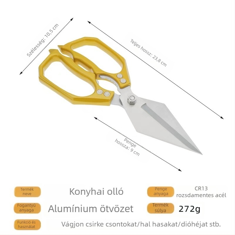 Rozsdamentes acélból készült konyhai csontolló, nehéz terhelésre, csontok és bordák vágásához