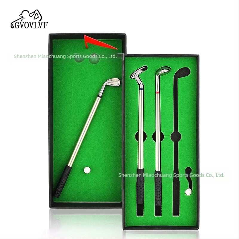 Mini golf pálya ajándékkészlet golyóstollal és gél tollal, klub formájú