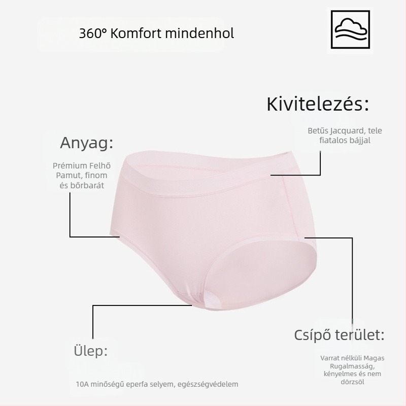 Lélegző kifésült pamut női háromdarabos alsónemű, középmagas derekú fazon, teljes fedés, viszkóz bélés a szeméremrészen