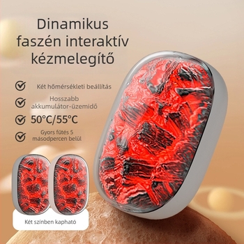 Töltőre csatlakoztatható kézmelegítő, 2 az 1-ben, dinamikus szén lángot idéző környezeti fénnyel