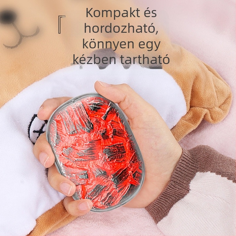 Töltőre csatlakoztatható kézmelegítő, 2 az 1-ben, dinamikus szén lángot idéző környezeti fénnyel