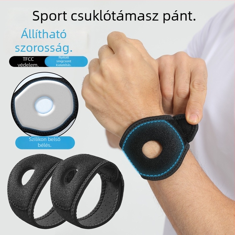 TFCC szilikon sportcsuklóvédő, ütéscsillapító párnázattal, állítható kompresszió, férfiaknak, badmintonhoz és kosárlabdához, edzés
