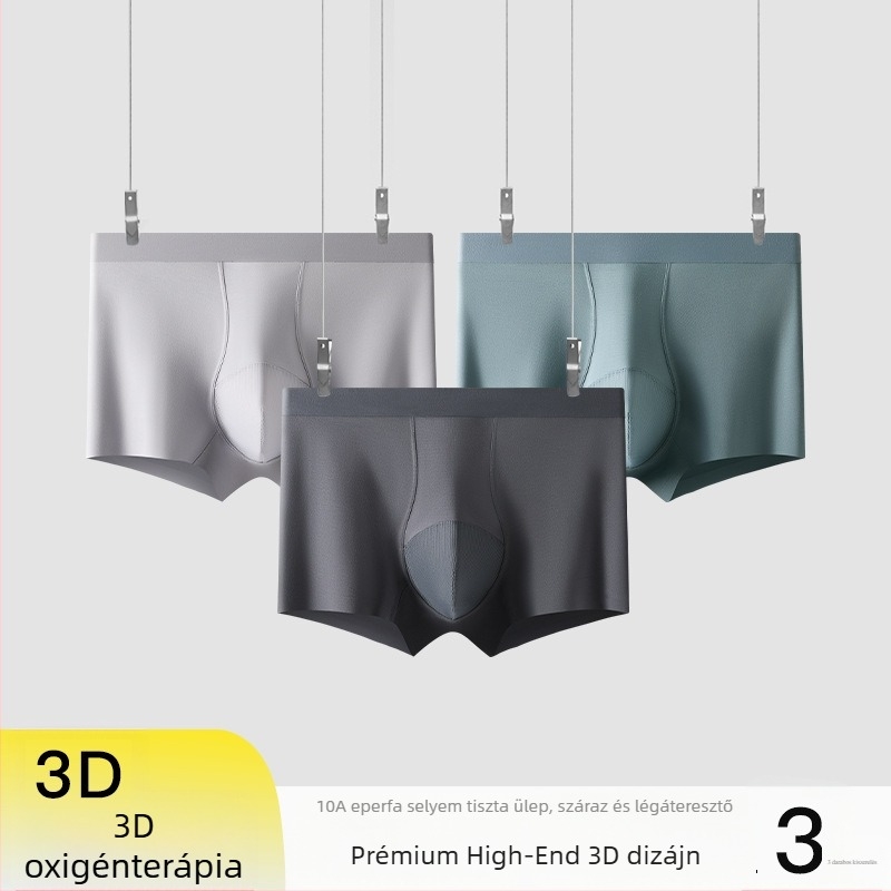 50S modal varrat nélküli boxer brief, 3 darabos csomag, selyem hálós ágyékrésszel, lélegző és száraz