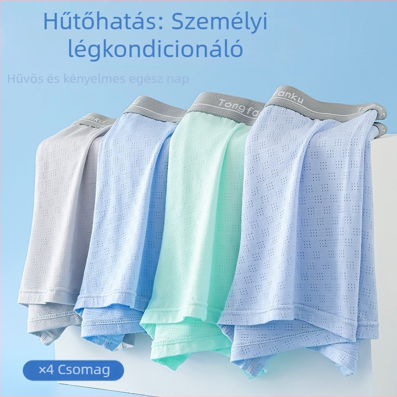 Tong Fanku fiúknak boxeralsó jégselyem anyagból – légies, antibakteriális, varrat nélküli, középmagas derekú, egyszínű