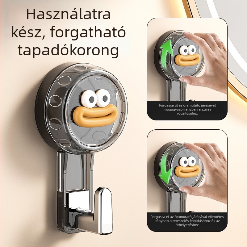 Erőteljes vákuumos kampó, forgatható, fúrás nélküli fürdőszobai tároló