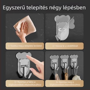 Maci-stílusú ragasztóhorog konyhához és otthonhoz, fúrás nélkül, falra szerelhető, a fürdőszoba ajtó mögé
