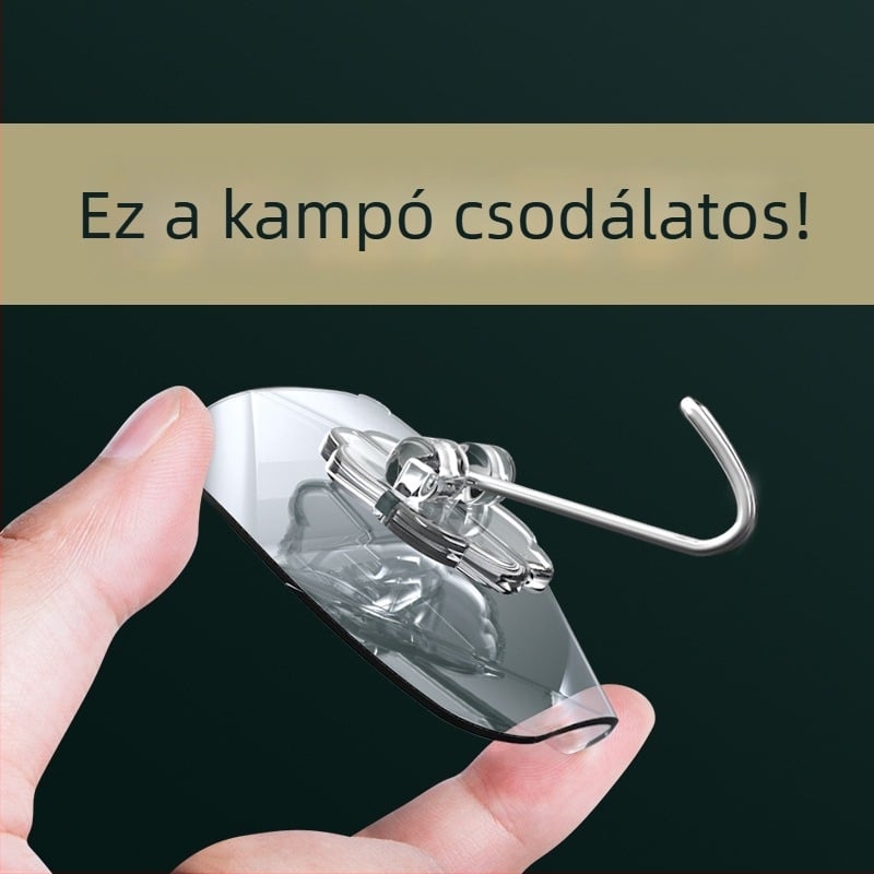 Mengni Rozsdamentes acél falra ragasztható kampó, vákuumos rögzítés, fúrás nélkül, 5 kg teherbírás, modern dizájn, egy kampó